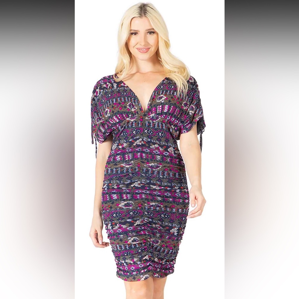 NWT Vertigo Printed V-Neck Dress